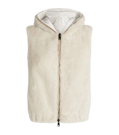 Shop Brunello Cucinelli Reversible Faux Shearling Padded Gilet