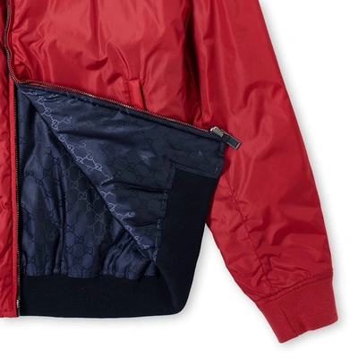 Gucci Reversible Red GG Nylon Bomber Jacket for Men