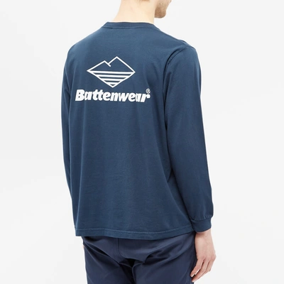 Shop Battenwear Long Sleeve Team Pocket Tee In Blue