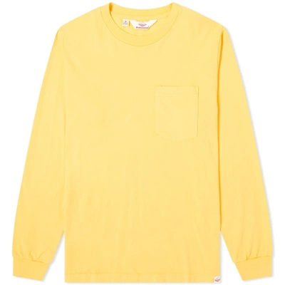 Shop Battenwear Long Sleeve Basic Pocket Tee In Yellow