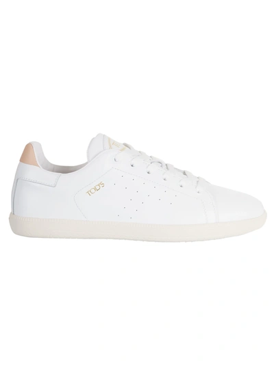 Shop Tod's Side Perforated Logo Sneakers In White