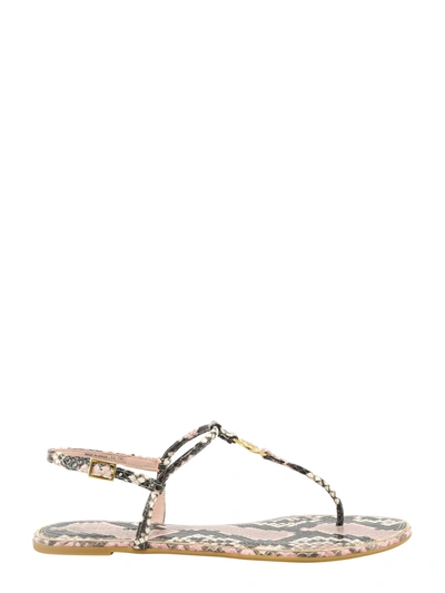 Shop Tory Burch Snakeskin Print Sandals In Pink