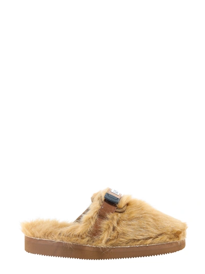 Shop Suicoke Faux-fur Slippers In Brown