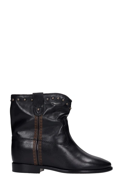 Shop Isabel Marant Cluster Low Heels Ankle Boots In Black Leather