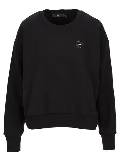 Shop Adidas By Stella Mccartney Logo Crew Neck Sweatshirt In Black