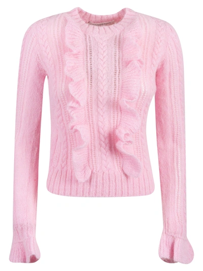 Shop Philosophy Di Lorenzo Serafini Ruffled Knit Sweater In Pink