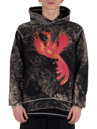 Shop United Standard Glitch Phoenix Hoodie - Black In Nero