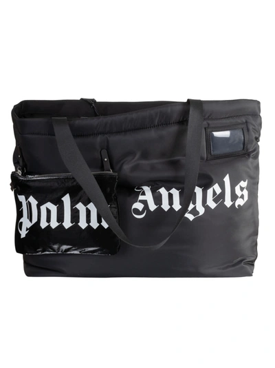 Shop Palm Angels Horizontal Logo Shopper Bag In Black/white