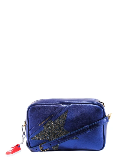 Shop Golden Goose Metallic Glitter Crossbody Bag In Blue