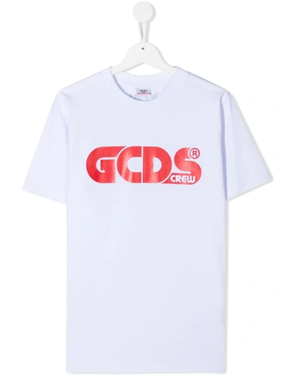 Shop Gcds Teen Logo Cotton T-shirt In White