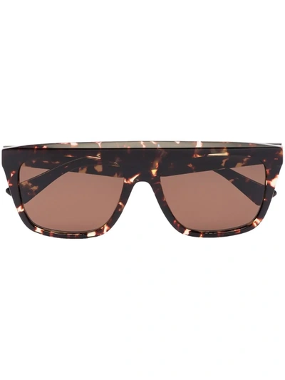 Shop Bottega Veneta Square-frame Tortoiseshell Sunglasses In Brown