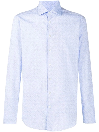 Shop Etro Paisley-jacquard Long Sleeved Shirt In Blue