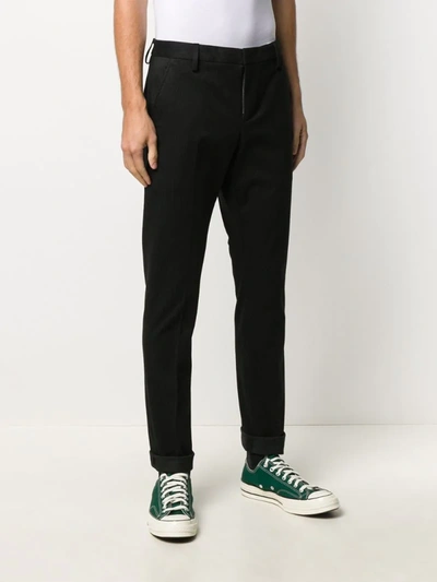 Shop Dondup Straight Leg Pinstripe Trousers In Black