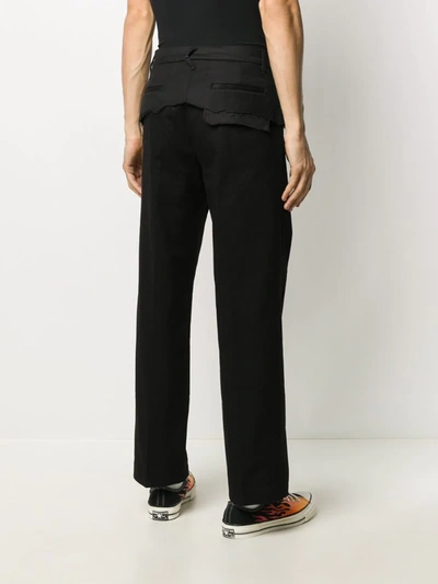 Ader Error Distressed Tailoring Two-tone Trousers In Black