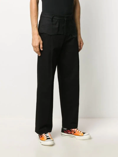 Ader Error Distressed Tailoring Two-tone Trousers In Black