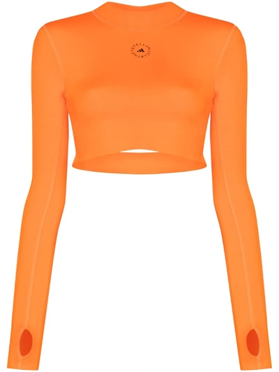 Shop Adidas By Stella Mccartney Truepace Crop Top In App Signal Orange