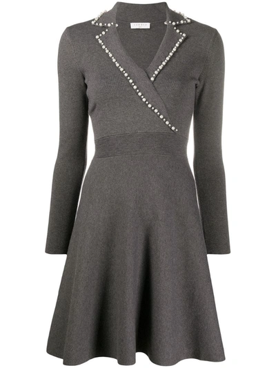 Shop Sandro Long-sleeve Flared Mini Dress In Grey
