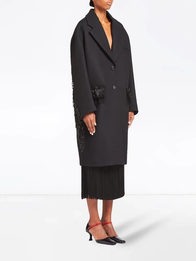 Shop Prada Bead-embellished Single-breasted Coat In Black