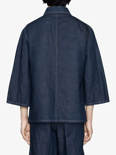Shop Gucci Patch-pocket Denim Jacket In Blue
