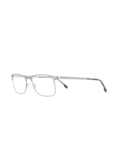 Shop Hugo Boss Matte Square-frame Glasses In Silver