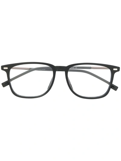Shop Hugo Boss Matte-finish Square-frame Glasses In Black