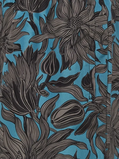 Shop Prada Floral Print Swim Shorts In Blue