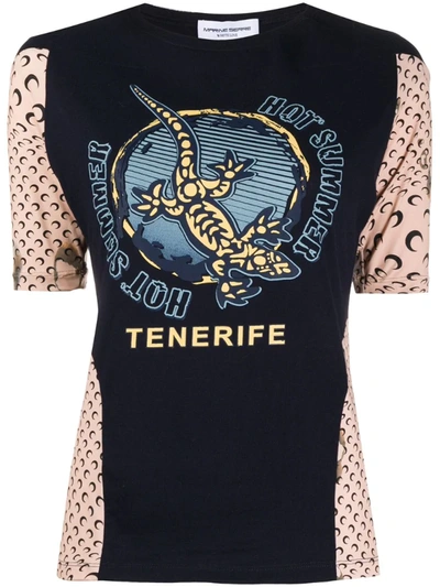 Shop Marine Serre 'hot Summer' Graphic T-shirt In Blue