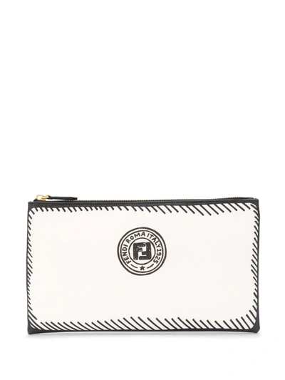 Shop Fendi Ff Drawing Effect Clutch In Black