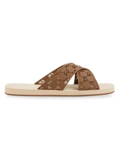 Shop Gucci Gg Slide Sandals In Hazelnut