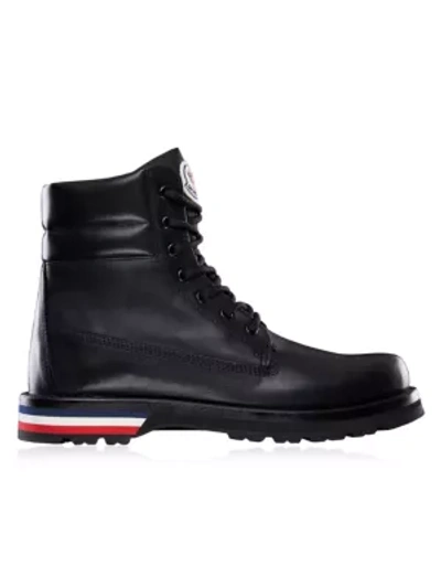 Shop Moncler Vancouver Leather Hiking Boots In Black