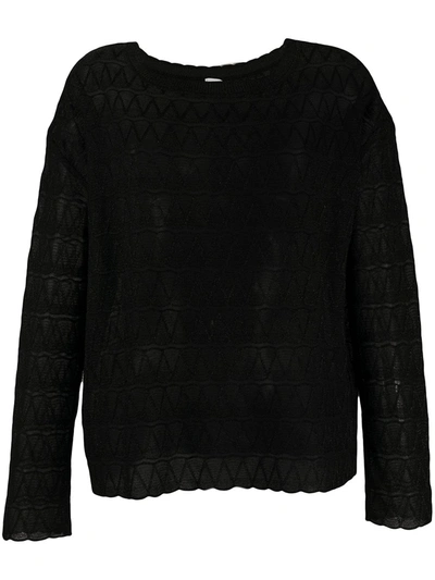 Shop Missoni Boat-neck Zigzag Jumper In Black