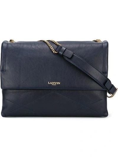 Lanvin 'mini Sugar' Quilted Leather Flap Bag In Blue