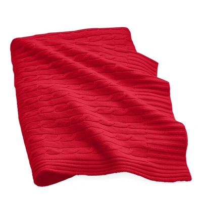 Shop Ralph Lauren Cable Cashmere Throw Blanket In Red