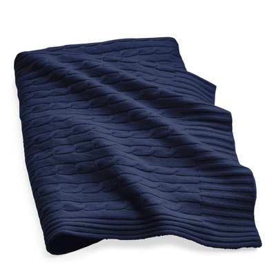 Shop Ralph Lauren Cable Cashmere Throw Blanket In Polo Navy