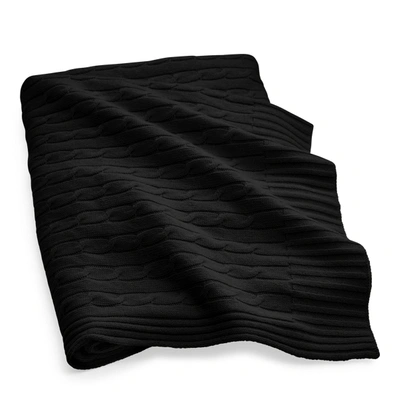 Shop Ralph Lauren Cable Cashmere Throw Blanket In Midnight Black