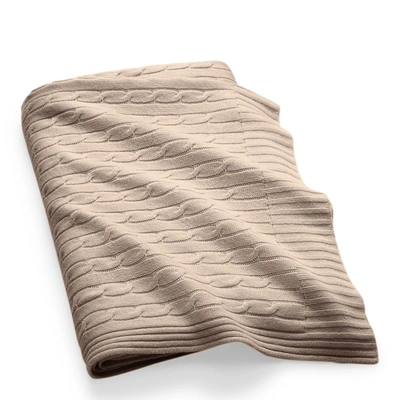 Shop Ralph Lauren Cable Cashmere Throw Blanket In Natural