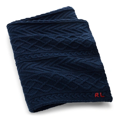 Shop Ralph Lauren Highland Throw Blanket In Navy