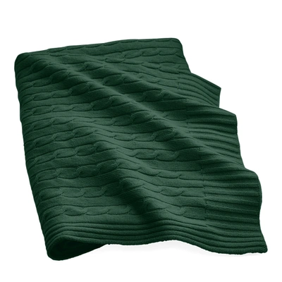 Shop Ralph Lauren Cable Cashmere Throw Blanket In Green