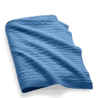 Shop Ralph Lauren Cable Cashmere Throw Blanket In Heathered Blue