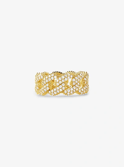 Michael Kors Precious Metal-plated Sterling Silver Pavé Curb Link Ring In  Gold | ModeSens