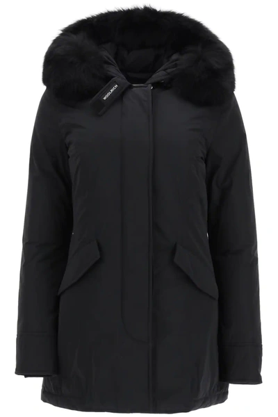 Shop Woolrich Luxury Arctic Parka With Fox Fur In Black