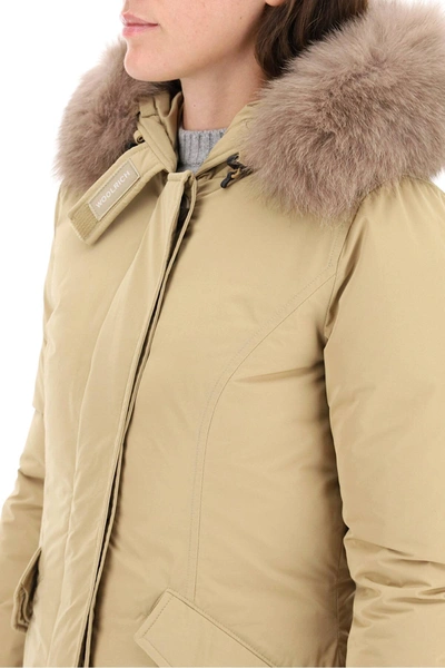Shop Woolrich Luxury Arctic Parka With Fox Fur In Beige,brown