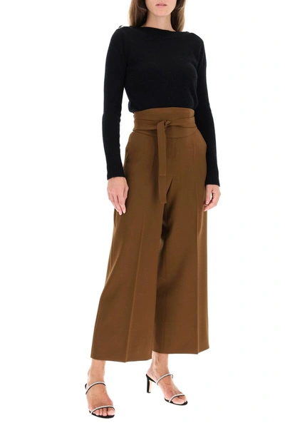 Shop Max Mara Albino Trousers Sash Belt In Brown