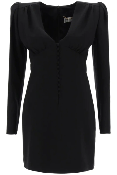 Shop Saint Laurent Mini Dress In Sable ' In Black