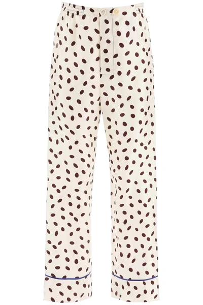 Shop Marni Bubble Print Jacquard Pants In White,brown