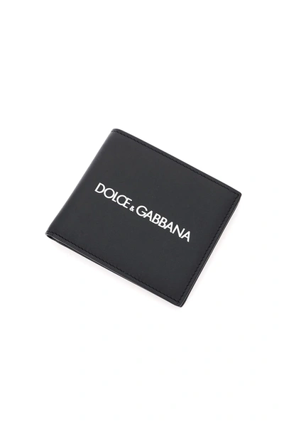 Shop Dolce & Gabbana Logo Print Leather Bifold Wallet In Black