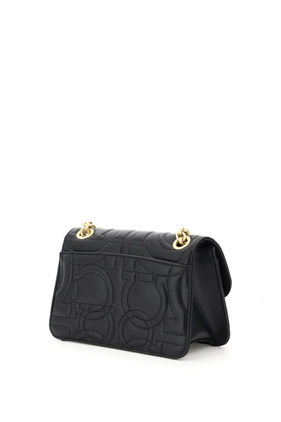 Shop Ferragamo Quilted Gancini Shoulder Bag In Black