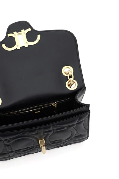 Shop Ferragamo Quilted Gancini Shoulder Bag In Black