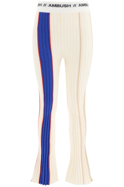 Shop Ambush Color Block Ribbed Trousers In White,blue,red