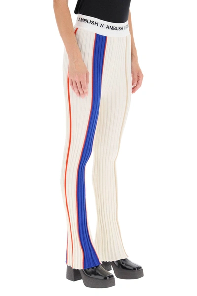 Shop Ambush Color Block Ribbed Trousers In White,blue,red